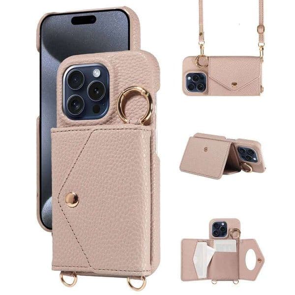 Leather Case for Samsung GalaxyS25ultra S25plus S24ultra S24 S23FE S22 Anti-Drop with Long Lanyard and Mirror Phone Cover S260429
