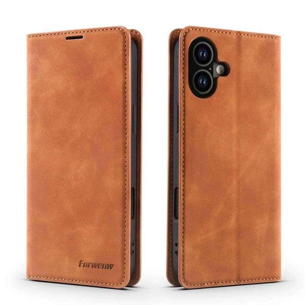 Leather Magnetic Flip Case For iPhone Air 17 16 15 14 Pro Max 16E 13 12 11 XS X XR SE 8 7 Plus Mini Wallet Card Solt Phone Cover S260429