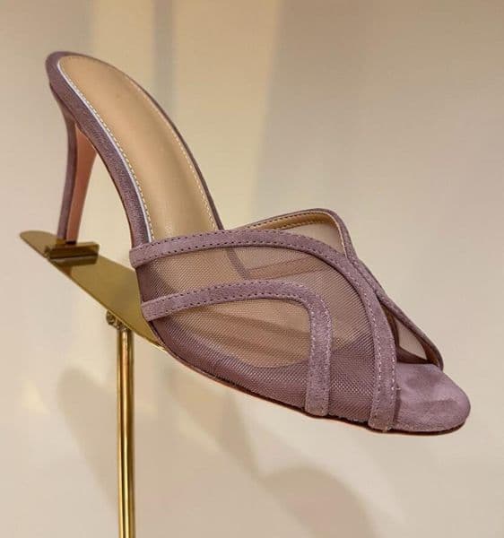 Luxury Designer Women round-toe mesh suede sandals high heels sandals sheepskin Stiletto Heels slides cutout style slide Evening Party Parties 35-43
