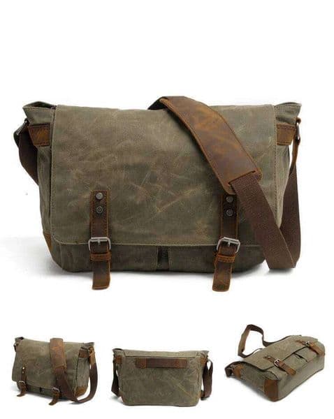 New Fashion Thick Wax Canvas Shoulder Messenger Men Crossbody Bag Vintage Male Leisure Sling Bag Casual Boy