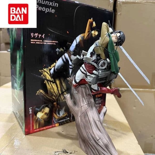 Bandai Attack On Titan Levi Ackerman Renewal Model Anime Figure Pvc Trunk Battle Ornament Action Toy For Boys Anime Fans Birthday Gift L260430