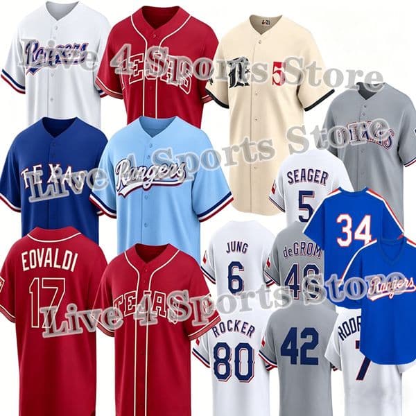 2025 Tejas City Connect Ranger Jersey Corey Seager Brandon Nimmo Jake Burger Josh Jung Evan Carter Josh Smith Wyatt Langford Jacob deGrom Nathan Eovaldi McCutchen