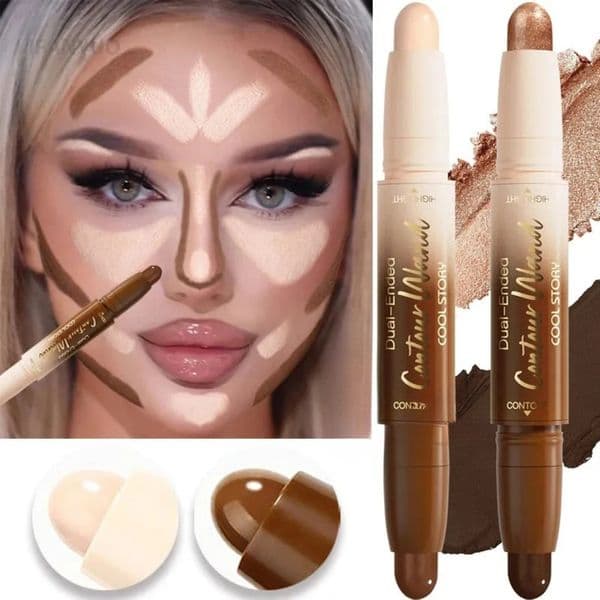 Contour Stick Doubleended Highlight And Shadow maquillaje Cream Waterproof Full Coverage Concealer Natural Finish Makeup For All Skin Tone 002