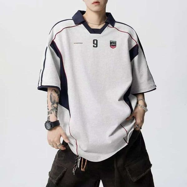 Summer New Patchwork Letter Print Short-Sleeved T-Shirt American Retro Fashion Trend Street Hip-Hop Loose Niche Men's Tops 26W0430
