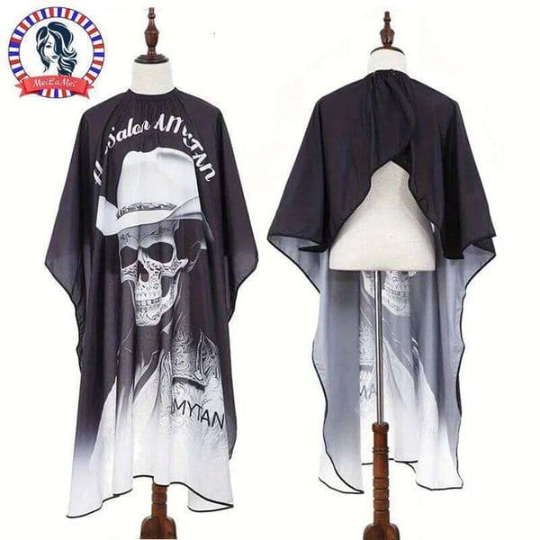 Professional Barbershop Coat Mexican Skull Print Salon Barber Cloth Adjustable Snap Closure Haircut Apron for Hair Styling