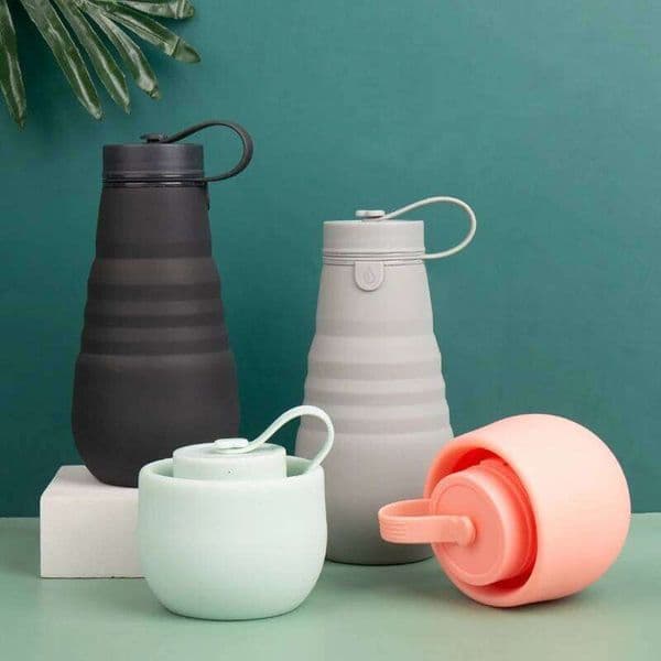 1Pc 20oz / 592ml Collapsible Bottle,Leak-Proof Reusable Silicone Travel Cup,Outdoor Hiking Water Cup C260131