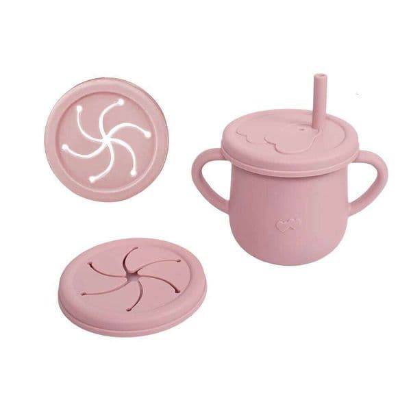 Silicone Baby Straw Cute Training Sippy Cup with Handles, Straws, Lids - Reusable Snack Cups Feeding Supplies for Toddlers C260131