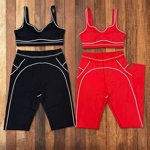 Designer Yoga Womens 2 Pieces Red White Black Sports Bra+Leggings Pilates Fitness Gym Wear Sweatsuit Workout Suits Seamless Tennis Shirt Set Girls Outfit