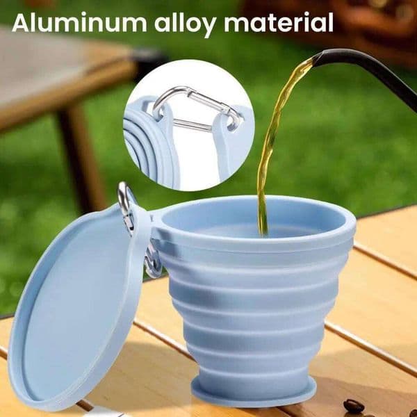 Silicone Folding with Carabiner Handle 180ml Portable Travel Washing Cup Wide-Mouth Water Container C260131