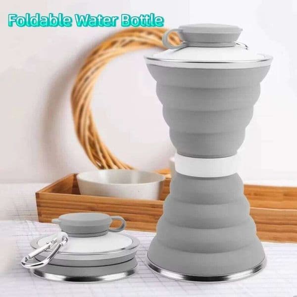500ml Silicone Water Bottle Leak Proof Heat Resistant Travel Foldable Hangable with Hook Camping Collapsible Cup C260131