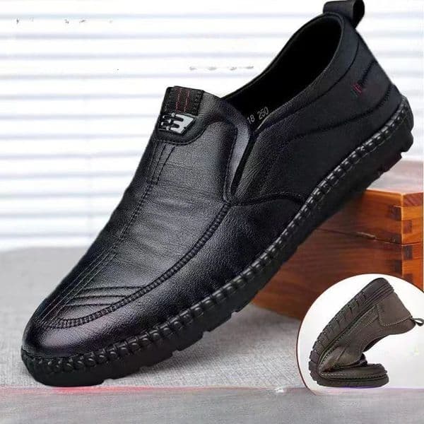 Mens Leather Loafers Non Slip Walking Flats Breathable Outdoor Slip on Casual Shoes for Male Work Office Driving Sneakers2 260126