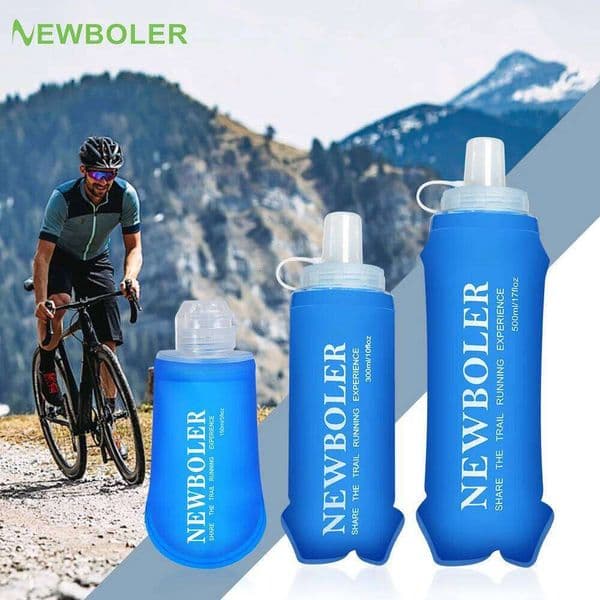NEWBOLER 150/300/500ml Outdoor TPU Foldable Silicone Bite Size Running Camping Hiking Travel Practical Water Bottle C260131