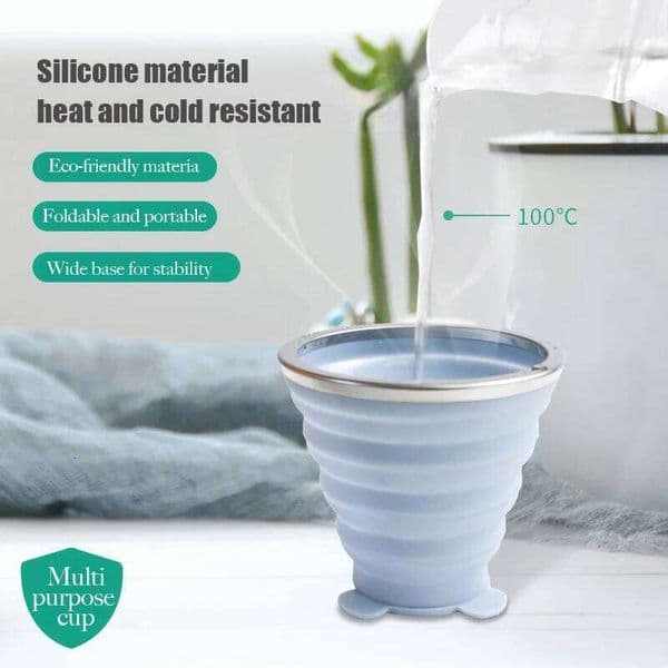 180ML Portable Silicone Folding Water Cup Outdoor Heat Resistant Foldable Mug With Lid Collapsible Travel Drinking Cups C260131