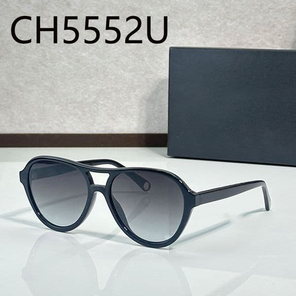 Elliptical luxury mens style designer Sunglasses acetate fiber black frame color changing lens design daily wear travel sunglasses UV protection CH5552Uwith box