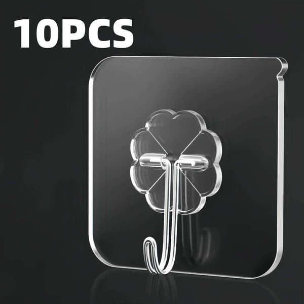 10 pieces of strong self-adhesive hooks, transparent hangers, towels, bathroom kitchen stainless steel hooks 26Y0202