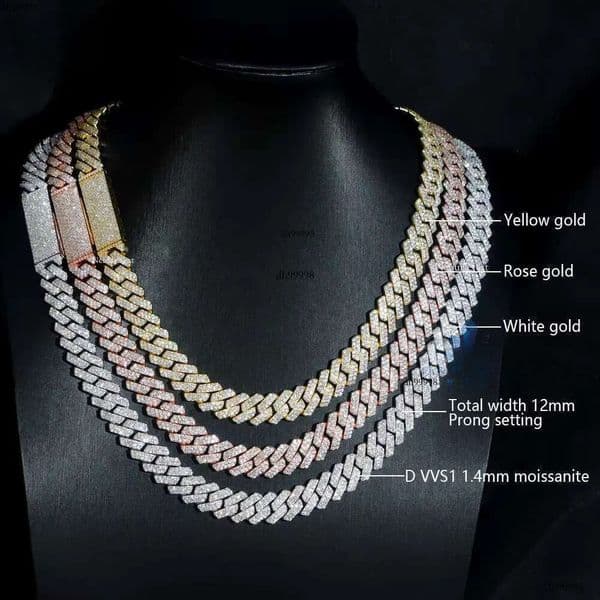 Hot Sale 8mm VVS Moissanite Necklace Solid Sier Cuban k Trendy Iced Hip Hop Jewelry