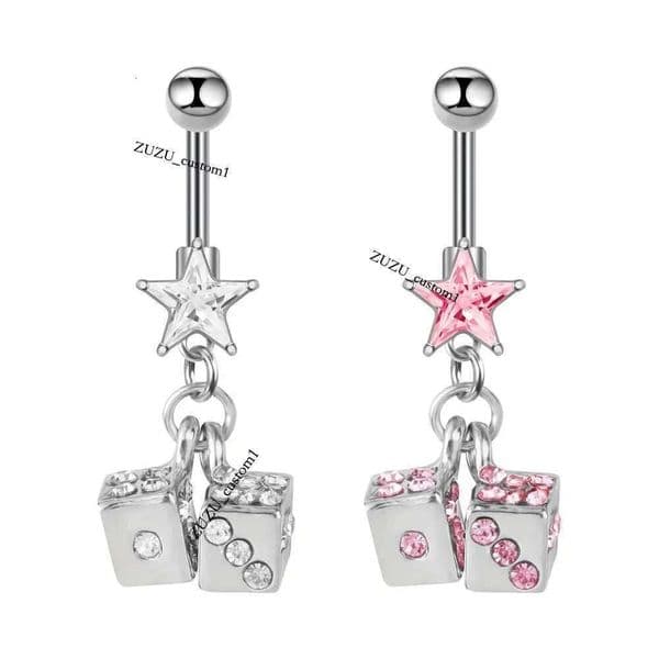 Stainless Steel Rhinestone Navel For Women Pink White Belly Button Ring Body Piercing H251028