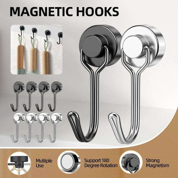 Swivel Heavy Duty Black Silver Strong Hooks for Hanging Cruise Cabins Refrigerator Kitchen Locker 26Y0202