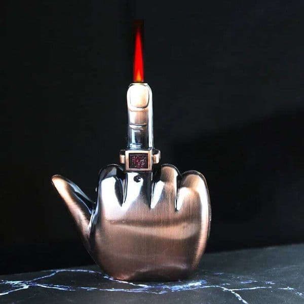 Middle Finger Inflatable Windproof Red Flame Jet Recycling Butane Gas Lighter With Sound Men's Gift W260202