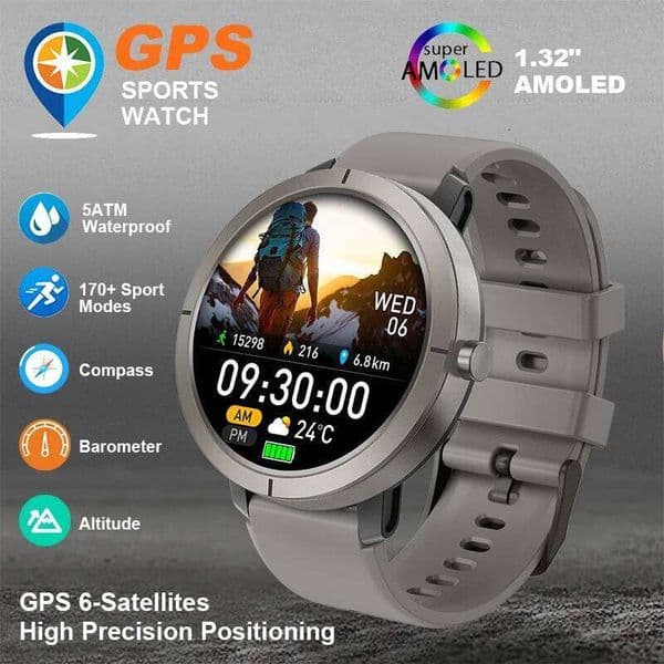 2026 GPS Smartwatch AMOLED 1.32" Military Call 5ATM Waterproof 170 Sport Modes Smart Watch with Compass Barometer Altitude 26W0202