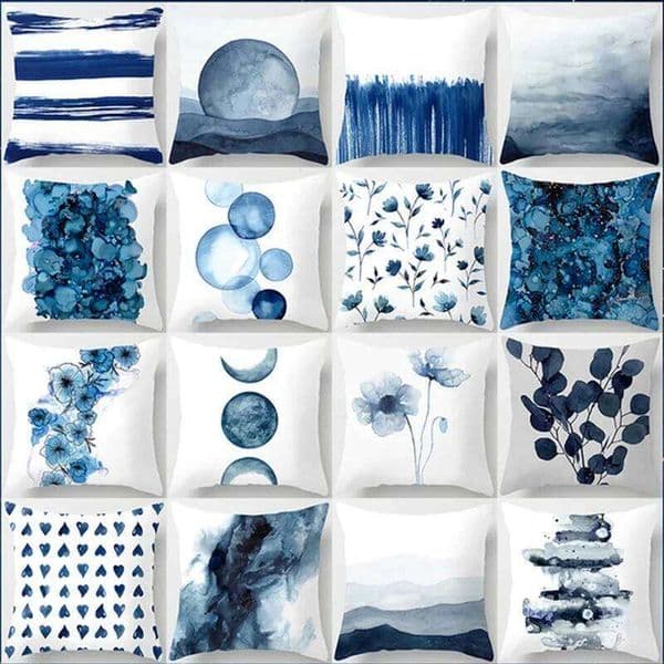 Blue tone style printed square pillowcase car sofa cushion cover decorative home decoration bohemian throw pillow covers40x40cm 26Y0202