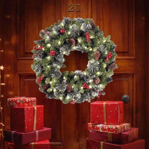 Christmas Advent Decorative Lighting Holiday Art Wreath Festival Theme Multifunctional for Door Window Fireplace 26H0202