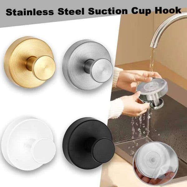 Reusable Stainless Steel Suction Cup Hook Waterproof Mount Hooks Punch-free Kitchen Bathroom Wall Hanger Towel Clothes 26Y0202