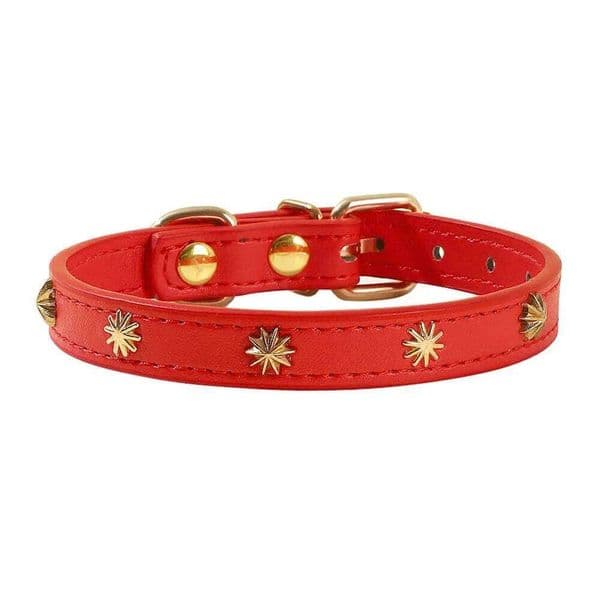 Designers Leather Cat Collar Gold Rivet Kitten Necklace for Cats Small Dog Puppy Accessories Pet Supplies Chihuahua 1.3 CM Width 26L0202