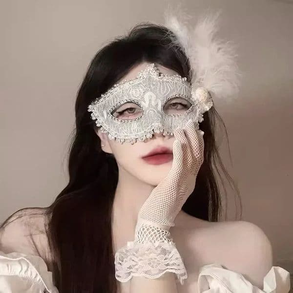 Makeup Mask Ball Party Sexy Half Face Makeup Girl Half Face Fun Lace Mask Halloween Feather Mask Sexy Goddess Beautiful Props 260128