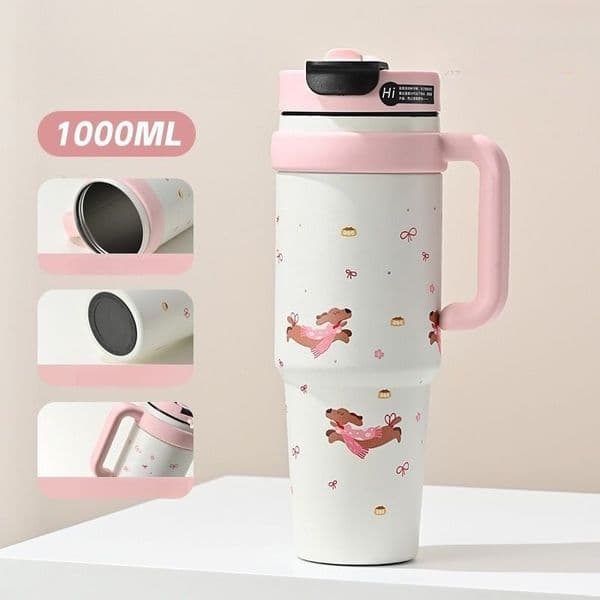 Durable Thermal Travel Mug Featuring Built-In Straw - Ideal for Ladies W260209