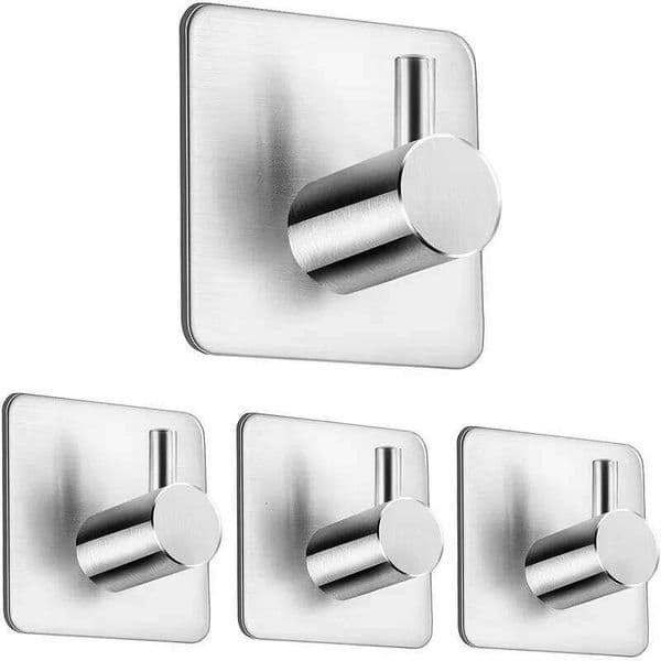 4PCS Bathroom hooks for kitchen Door Wall Hooks Hanger Self Adhesive Robe Towel Hook 304 Stainless Steel 26Y0202