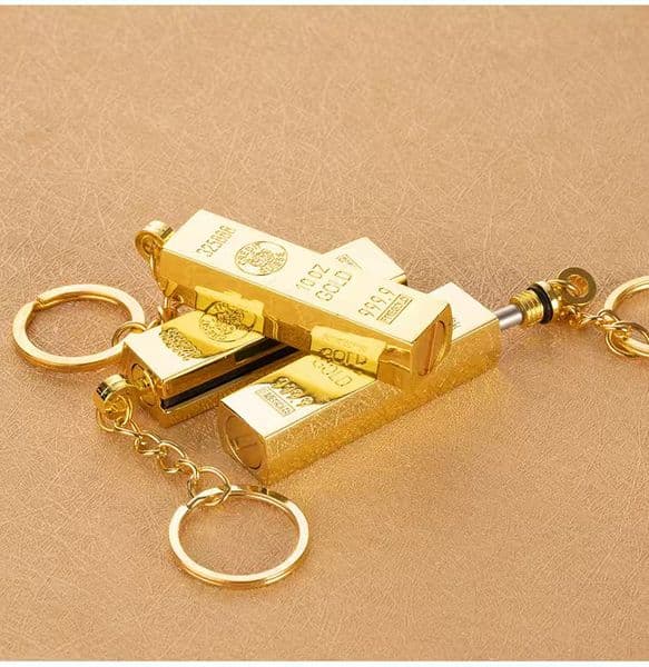 Gold Bar Style Permanent Match Windproof Bullet-Shaped Kerosene Lighter, Creative Keychain Pendant, Outdoor Match, Wholesale
