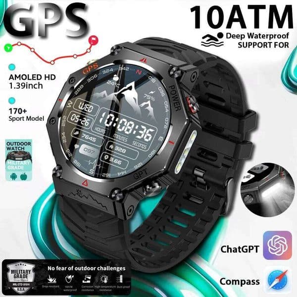 T-Rex 3 Pro Military Grade AGPS 10ATM Waterproof Dual-band GNSS Compass Altimeter AMOLED Swim Sports Smart Watch Men 26W0202