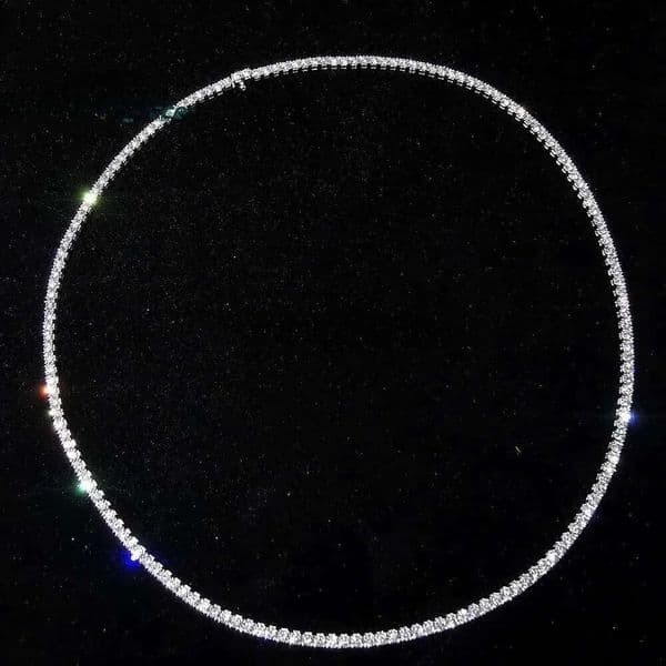 Style Design 14K Au585 Solid Pure White Gold Lab Grown Dia Moissanite Tennis Necklace for Women Wedding