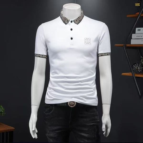Men's new summer jacquard polo shirt, short-sleeve casual lapel, trendy minimalist stylish men's tee size S----5XL