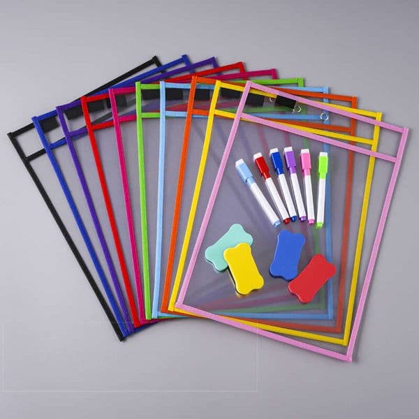 Amazon Same Style 25.5*35.5 File Sleeve Hanging Storage PET Transparent Dry Erase Bag