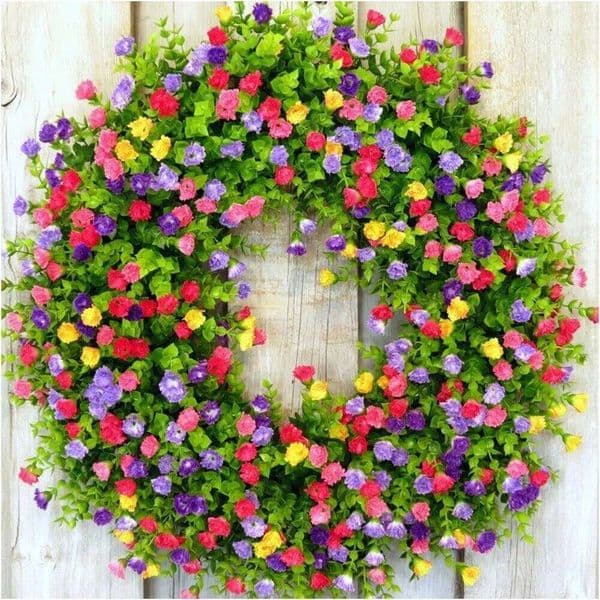 Color Artificial Hanging Decor Spring/Summer Front Door Simulation Flower Wreath Decoration Windows Halloween Deco 26Y0202