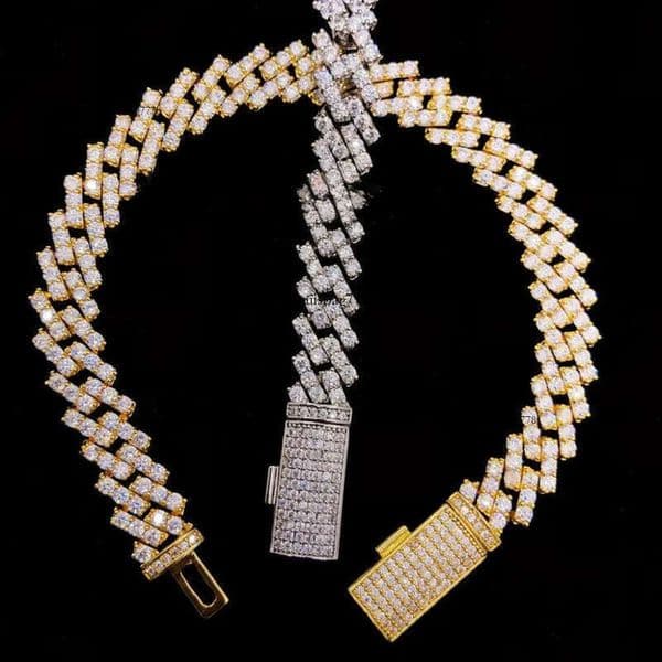 Fine VVS D Color Moissanite Dia Sterling Sier Cuban Bracelet Men and Women Hip Hop Jewelry