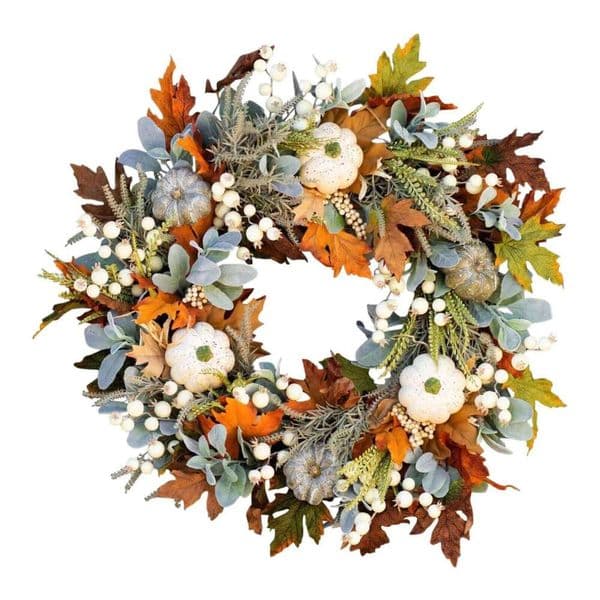 45cm Fall Wreaths Pumpkin Berry Maple Leaf Artificial Harvest Autumn Front Door Wreath Christmas Halloween Home Decor 26Y0201