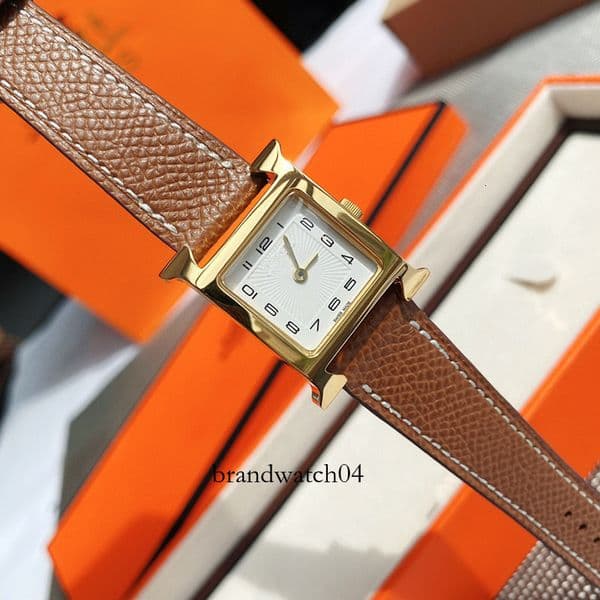 Designer women watch Wholesale Classic Square H Series with Branch Pattern Leather Strap Fashion H-Type Women's Trendy Quartz Watch