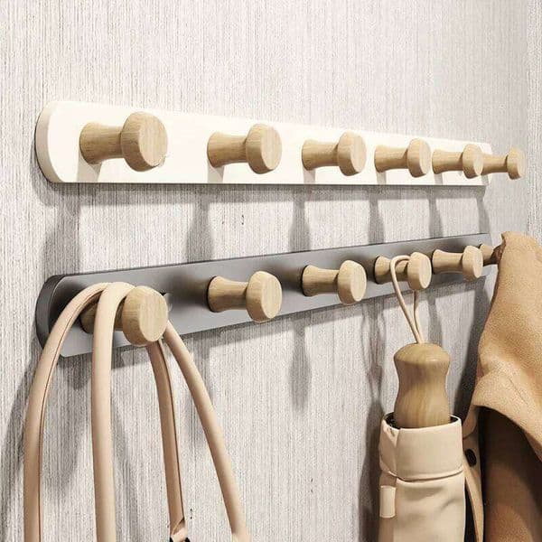 Wall Mounted Rack,Entryway Hanging Rack,Seel Metal Wood Coat with Rustic Hooks Rail for Coat,Scarf,Bag,Towel,Key 26Y0202