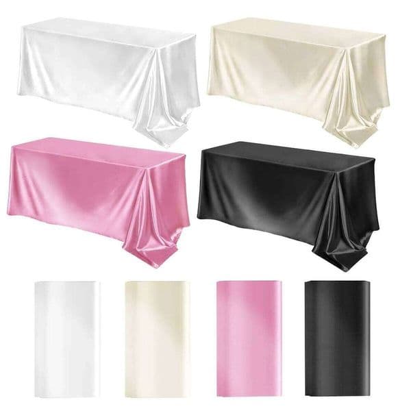 Rectangle Tablecloth Satin Cloth Bright Smooth White Pink Solid Color Cover Wedding Party Supplies Table Decors 26W0202