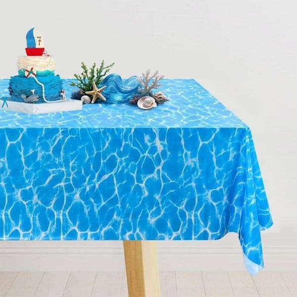137x274cm Ocean Theme Party Tablecloth Summer Water Wave Table Cover Beach Pool 1st Birthday Baby Shower Supplies 26W0202