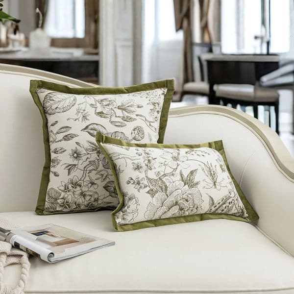 Pillow Case Throw pillow cover with green flower and branch patterns suitable for living rooms bedrooms car seats 260122