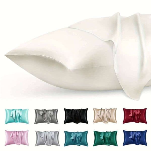 2pcs Luxury Satin Envelope Pillowcase Solid Color, Silk Like High-End Nighttime Hair Protection, Woven Fabric, Active Printing 26Y0202