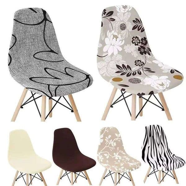 Solid Color Shell Cover Stretch Cheap Short Back Chair Printed Dining Seat Covers For Home Bar Hotel Party Banquet 26Y0202