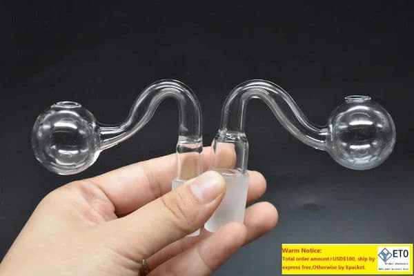 2PCS New Glass Oil Burner Pipe Glass Pipes 14mm 18mm Male Female Oil Burner Bubbler For Bubbler Water Pipes Bong With 30mm Ball