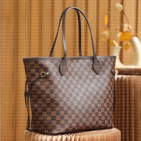 Totes Tote Bag Designer Bags Handbag Totes Wallet Fashion Leather Messenger Old Flower Brown Lattice MM Shoulder Women High Capacity Composite Shopping Lady Purse
