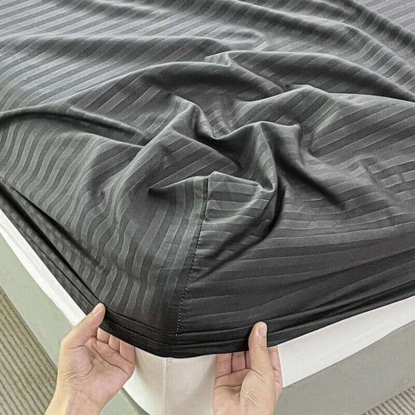 1 Pc of solid color bed sheet for bedroom striped brushed Elastic Band Around bedding Fitted Sheet Only excluding 26L0202