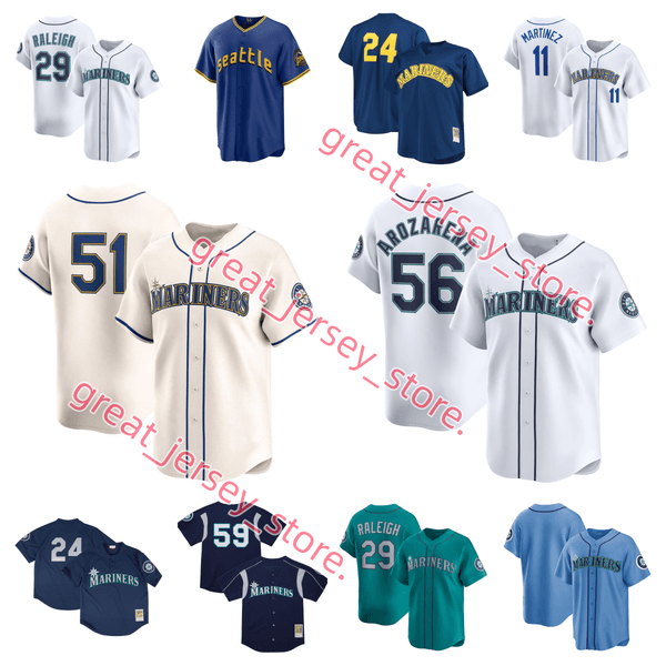 Seattle Julio Rodriguez Mariner Jersey Randy Arozarena Ichiro Suzuki Ken Griffey Jr Cal Raleigh George Kirby Luis Castillo Luis Urias Mitch Garver Justin Turner ce